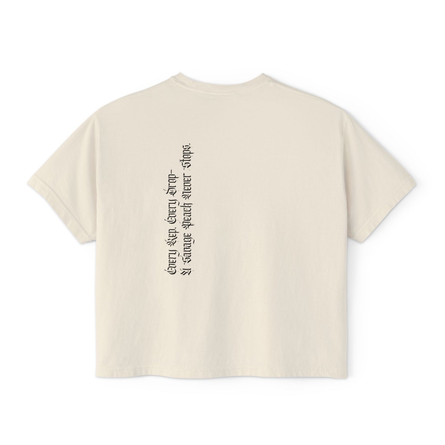 A Savage Peach Never Stops Women’s Boxy Cropped Tee - Edgy Graphic Top