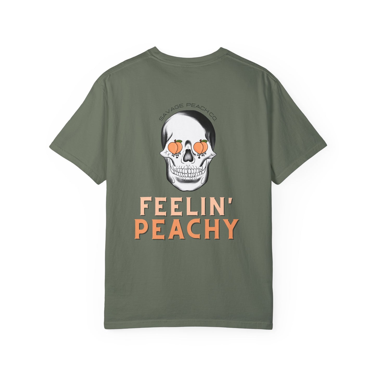 Unisex Heavy Cotton Tee - 'Feelin' Peachy' Skull Design