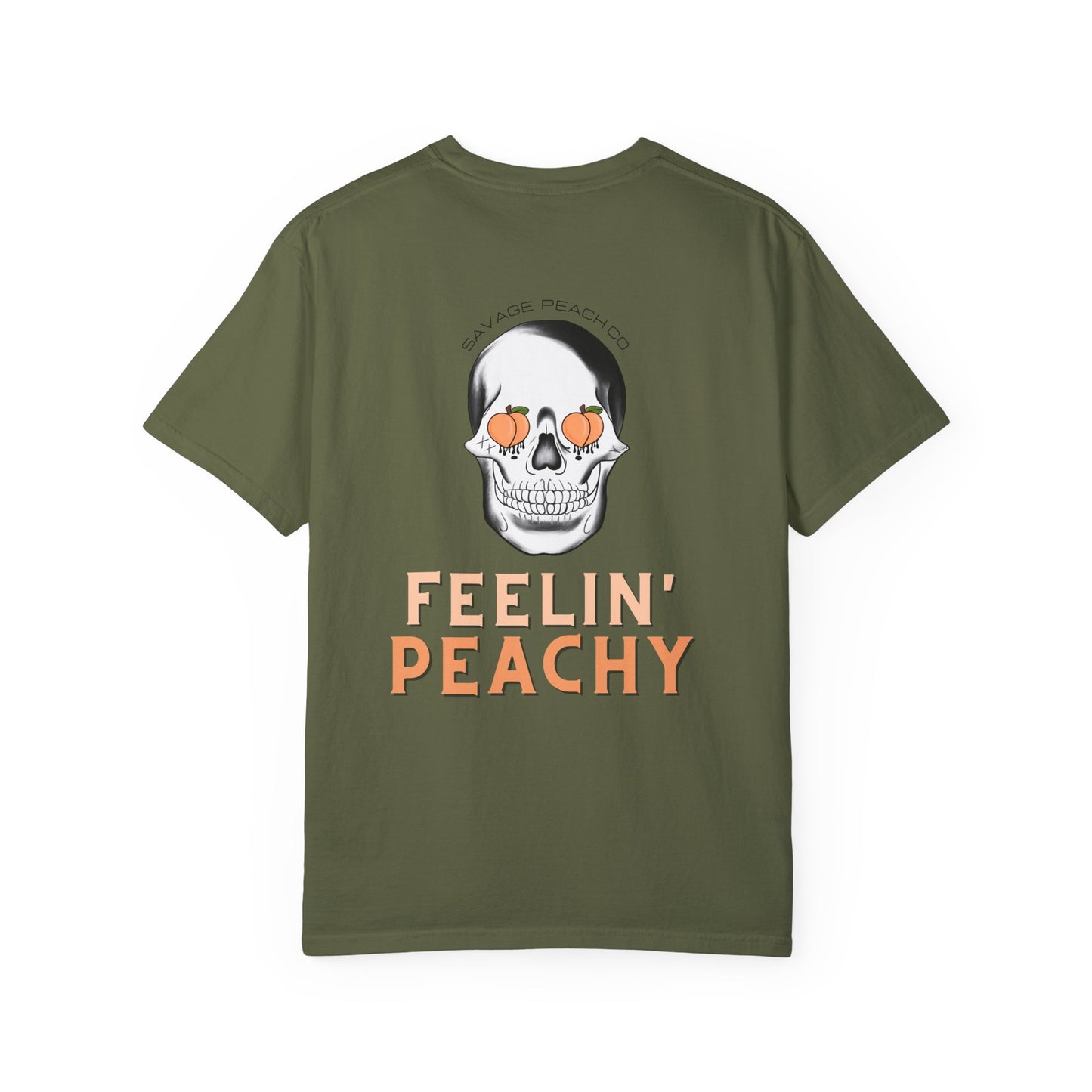 Unisex Heavy Cotton Tee - 'Feelin' Peachy' Skull Design