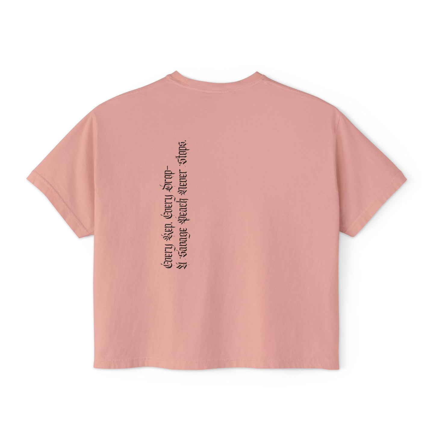 A Savage Peach Never Stops Women’s Boxy Cropped Tee - Edgy Graphic Top