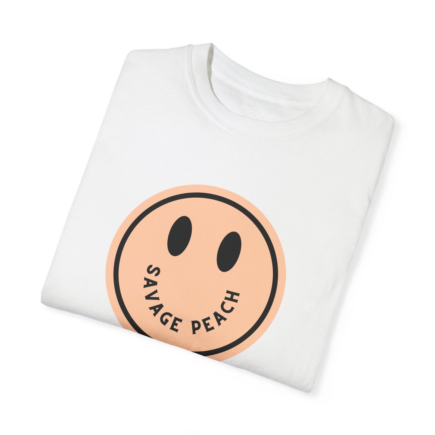 Savage Peach Unisex Heavy Cotton Tee - Retro Smile Design