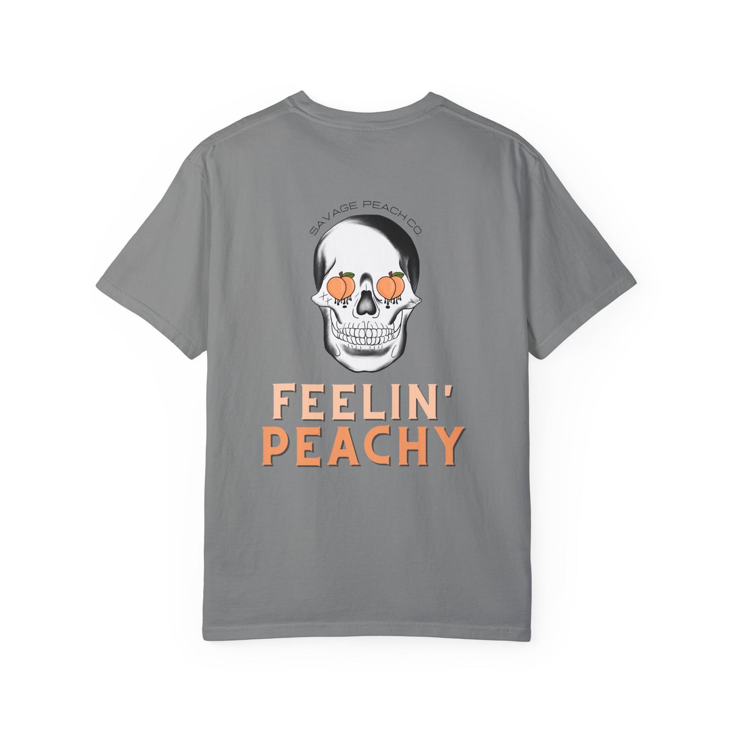Unisex Heavy Cotton Tee - 'Feelin' Peachy' Skull Design