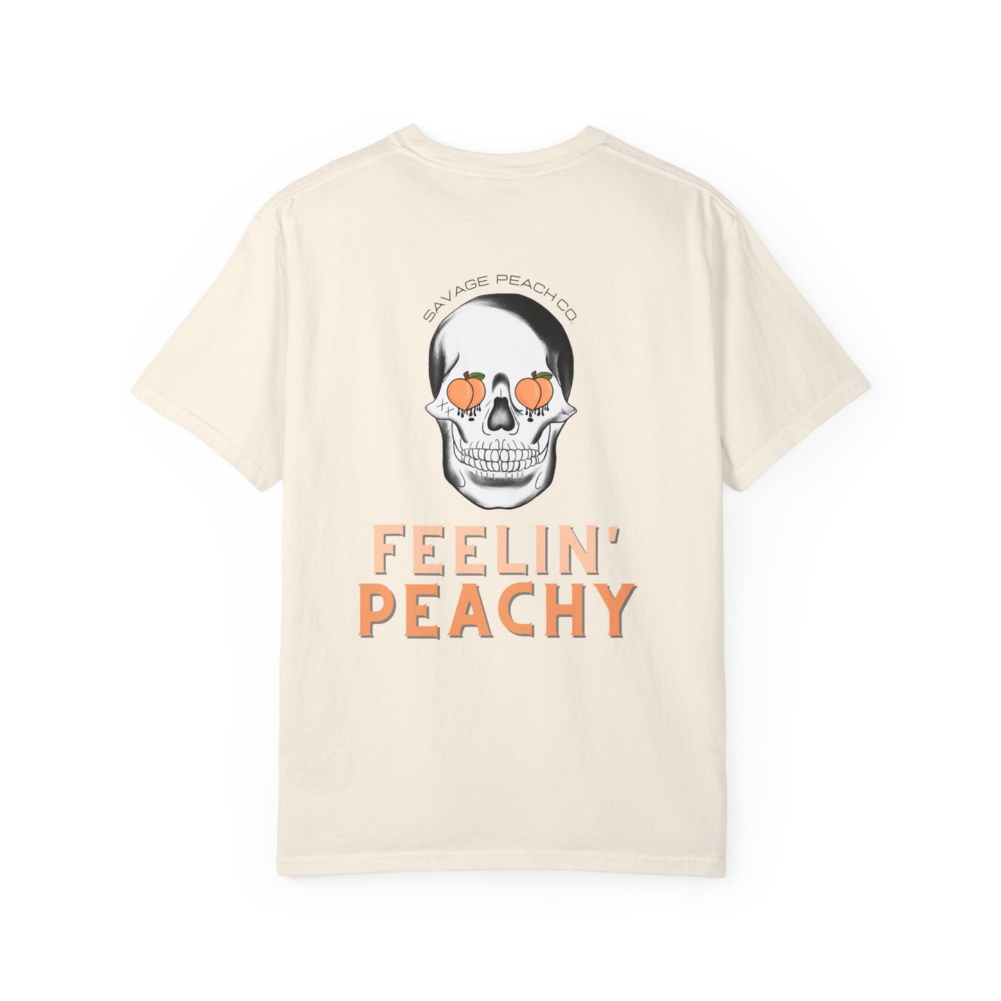 Unisex Heavy Cotton Tee - 'Feelin' Peachy' Skull Design