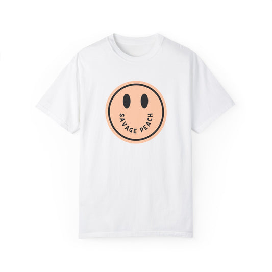 Savage Peach Unisex Heavy Cotton Tee - Retro Smile Design