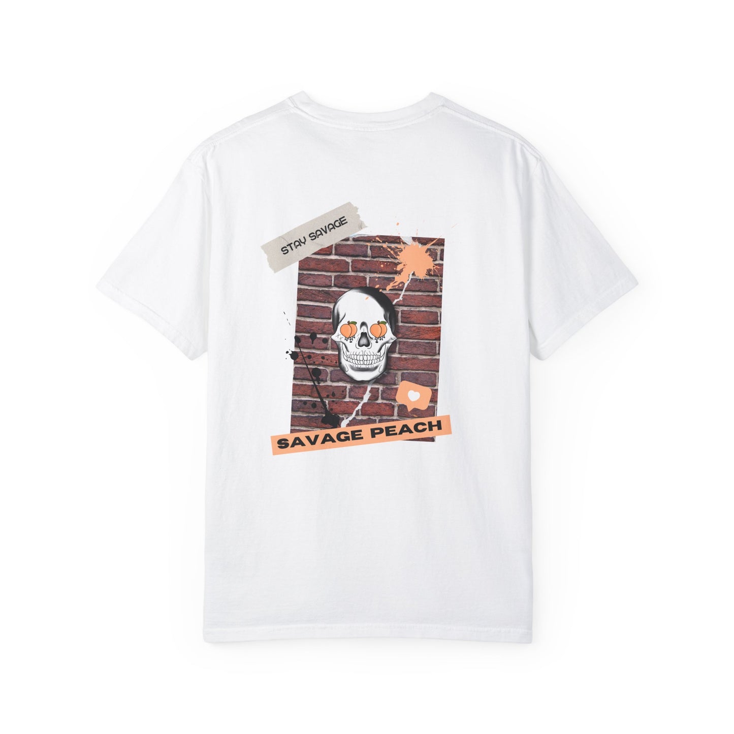 Savage Peach Unisex Heavy Cotton Tee - Edgy Skull Graphic Shirt