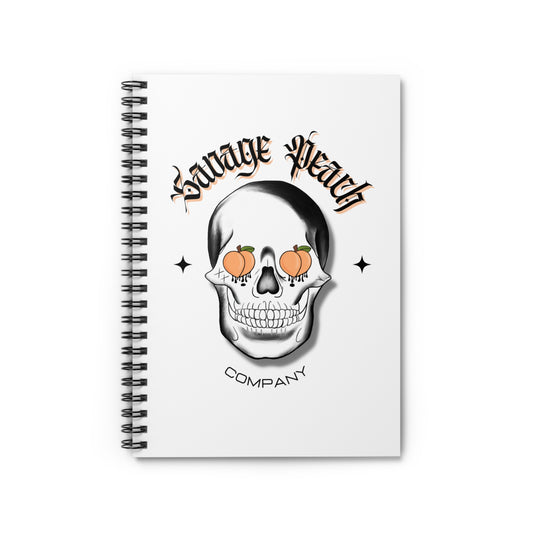 Savage Peach Skull Spiral Notebook - Vintage Aesthetic for Creative Souls