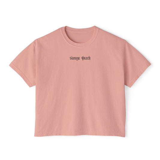 Savage Peach Women's Boxy Tee - Trendy and Comfortable Cropped Shirt