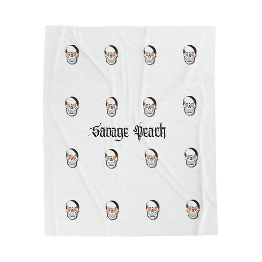 Savage Peach Skull Velveteen Plush Blanket - Cozy and Stylish Throw for Home Decor