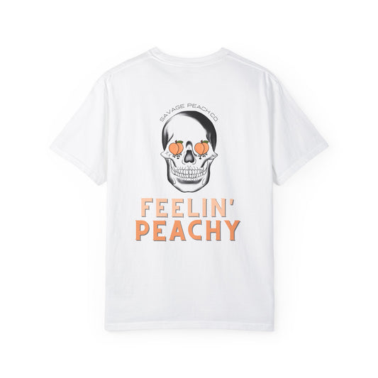 Unisex Heavy Cotton Tee - 'Feelin' Peachy' Skull Design