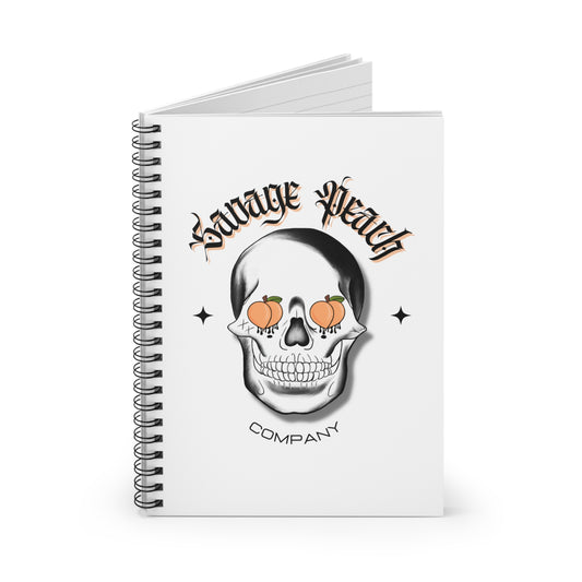 Savage Peach Skull Spiral Notebook - Vintage Aesthetic for Creative Souls