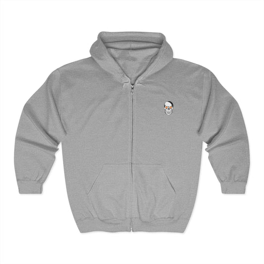 Savage Peach Skull Zip Hoodie - Trendy Unisex Heavy Blend Hoodie