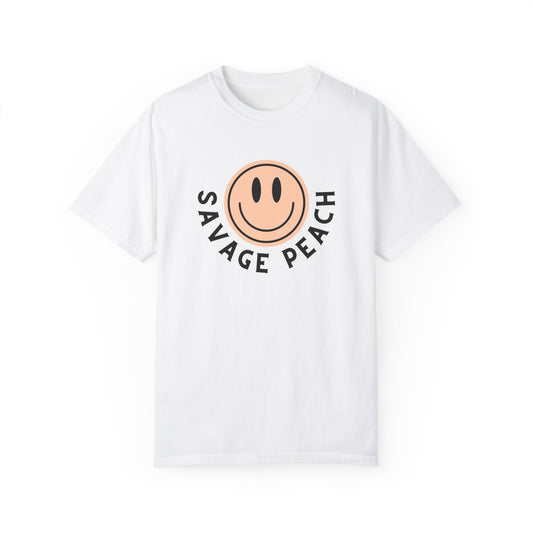 Savage Peach Smiley Unisex Heavy Cotton Tee - Casual Streetwear Top