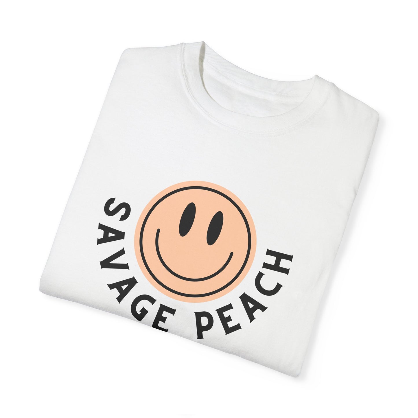 Savage Peach Smiley Unisex Heavy Cotton Tee - Casual Streetwear Top