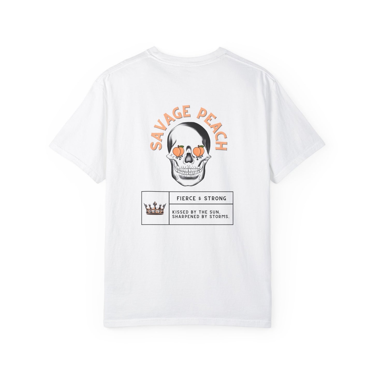 Savage Peach Unisex Heavy Cotton Tee - Fierce & Strong Skull Design