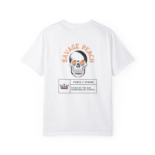 Savage Peach Unisex Heavy Cotton Tee - Fierce & Strong Skull Design
