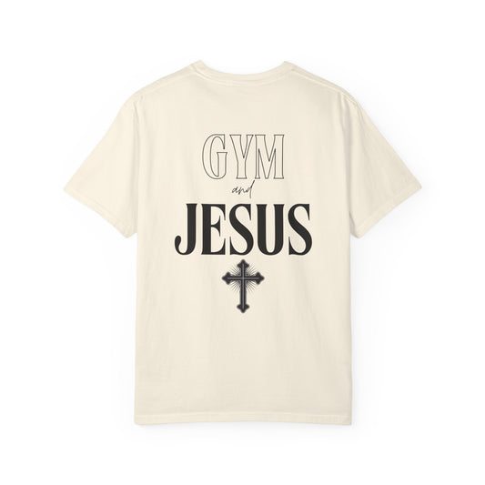 Unisex Inspirational Gym T-Shirt Heavy Cotton Tee - 'Gym and Jesus'