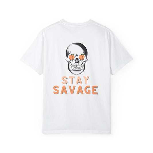 Stay Savage Unisex Heavy Cotton Tee - Bold Skull Graphic Tee