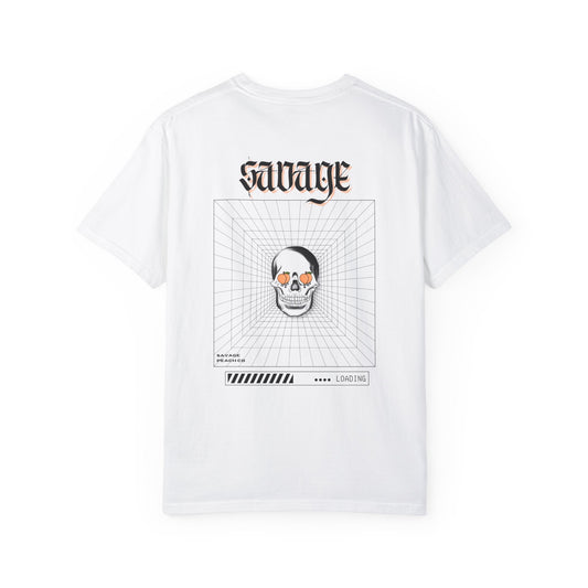 Into the Future Unisex Heavy Cotton Tee - Skull Graphic T-Shirt